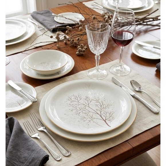 Rosenthal Other - Rosenthal Continental Bramble  Dinner Plate Set Of 6 Gold Rim White‎ Porcelain